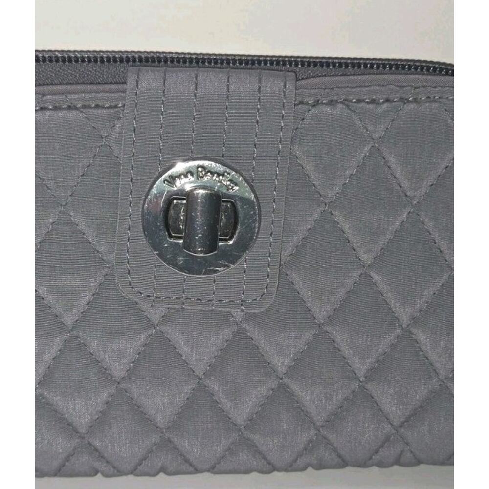 Vera Bradley Gray Solid Zip-Around Wallet Wrist Strap ID Window Coin Pocket - Picture 3 of 14